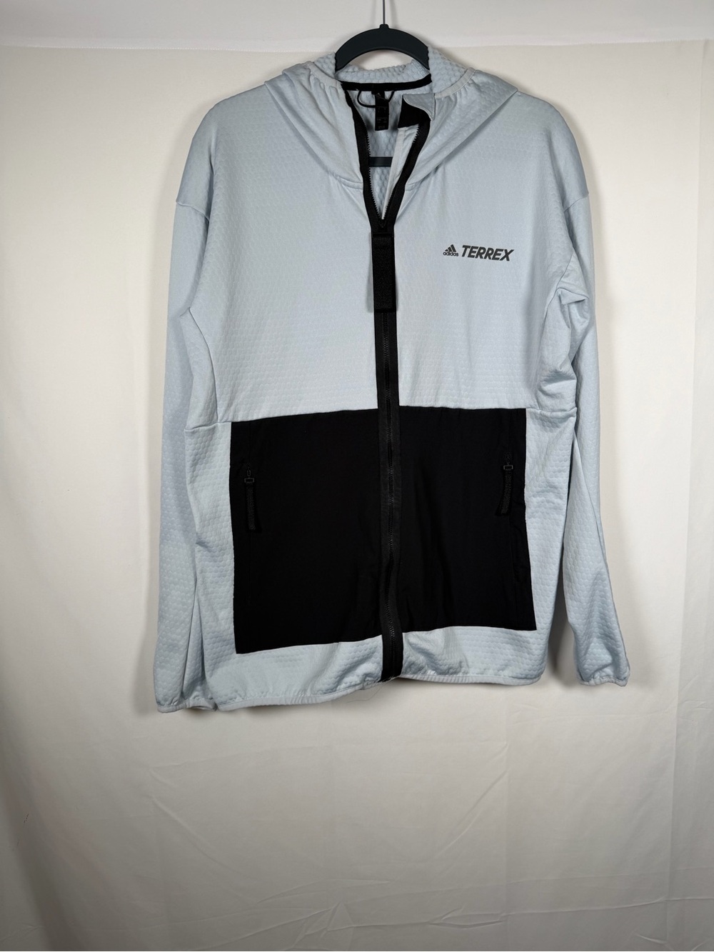 adidas Terrex Light Blue and Black Hooded Performance Jacket